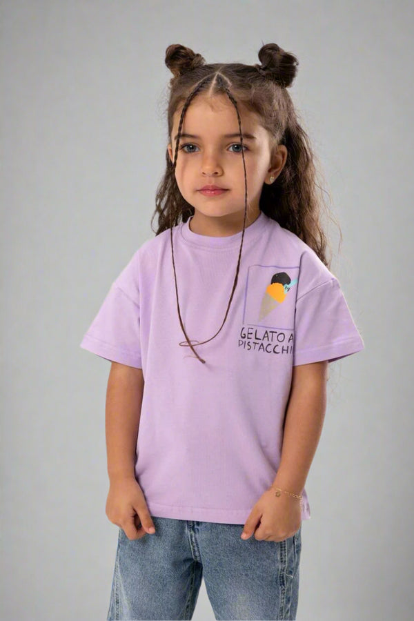 Gelato al Pistachio Ice Cream T-Shirt for Girls – Purple